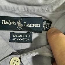 Ralph Lauren Yarmouth Shirt Mens 16.5 36/37 Blue Check Long Sleeve Button Down