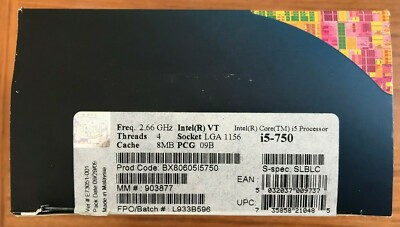 Intel BX80605I5750 SLBLC Core i5-750 8M Cache 2.66 GHz LGA1156 New Retail Box
