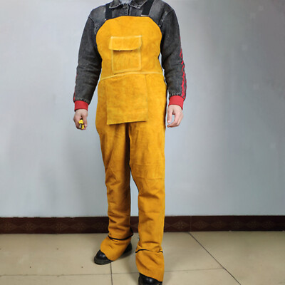 Schweißerbekleidung Leder Schweißerschürze geteiltes Bein Werkzeug Werkzeug gelb 114 cm