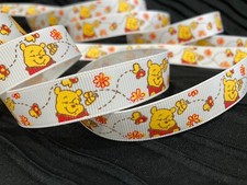 5/8" Winnie Pooh Bear flower bees white color grosgrain RIBBON 1 yard Disney