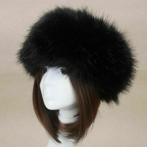 Womens Winter Russian Fluffy Faux Fur Headband Hat Thick Ear Warm Snow Ski Cap - Picture 13 of 18