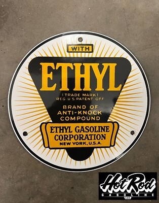 #ad ETHYL GASOLINE Porcelain Sign $40.00