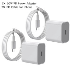 2 Set PD 20W Fast Charger For iPad iPhone 14 13 12 11 Pro Max Type C Cable Cord