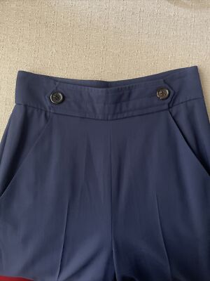 YVES SAINT LAURENT Pants Navy Silk High-Waist - Size 36 YSL | eBay