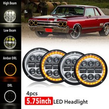 4PCS 5.75" 5-3/4" LED Headlights Hi/Lo Beam DRL for Chevy Chevelle 1964-1970