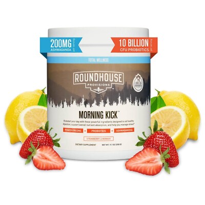 ROUNDHOUSE PROVISIONS MORNING KICK-DIGESTIVE POWDER-STRAWBERRY LEMONADE