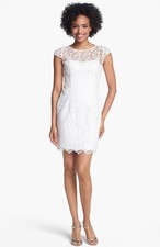 New  180 Adrianna Papell Cap Sleeve Lace Sheath Dress ivory size 4