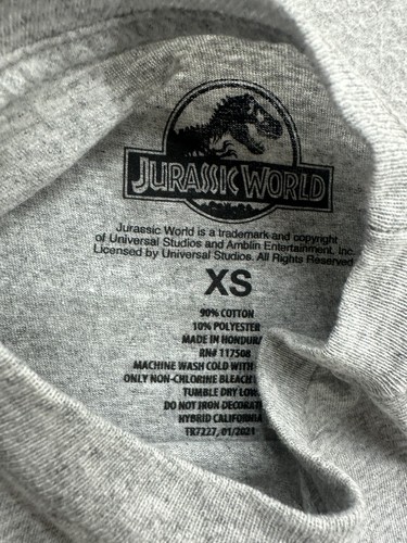 Jurassic World Park T-Shirt Youth Boys XS Gray T-Rex Dinosaurs Universal Studios - Picture 4 of 7