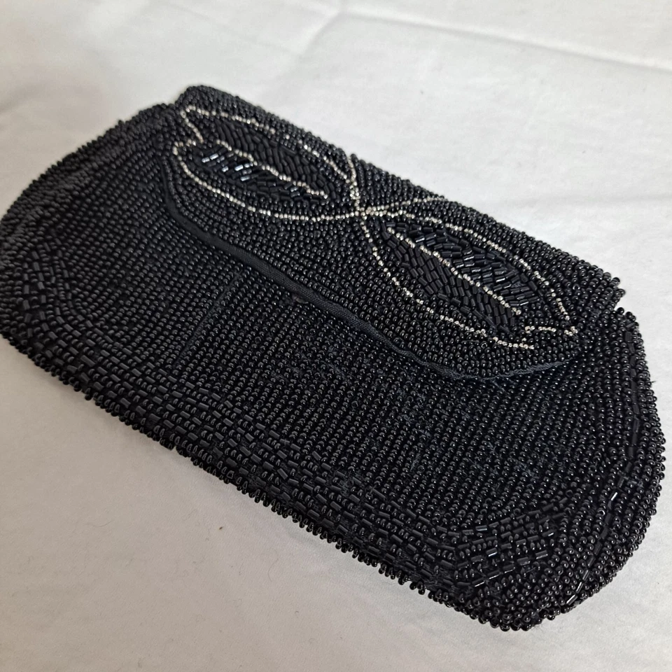 Bolso de Mano de Noche Vintage Bolso sin asas Semilla Cuentas a Mano Boho Retroglam Hecho en Bélgica Foto 3 de 4