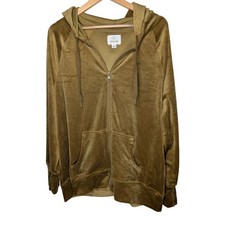 Offline by Aerie Womens Velour Full Zip Hoodie Mustard Gold 9SDWMF5K Size Large
