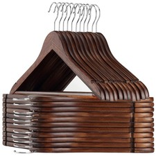 Wooden Hangers 20 Pack Wood Suit Hanger Non Slip Coat Hangers with Smooth Fni...