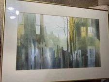 Large Judith Kreiger 1985 "Cityscape Scene" Watercolor Painting - Signed/Framed