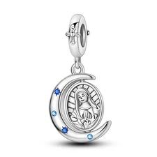 MULA Moon Rotating Pendant DIY Charm CZ For Women Bracelet 925 Sterling Silver
