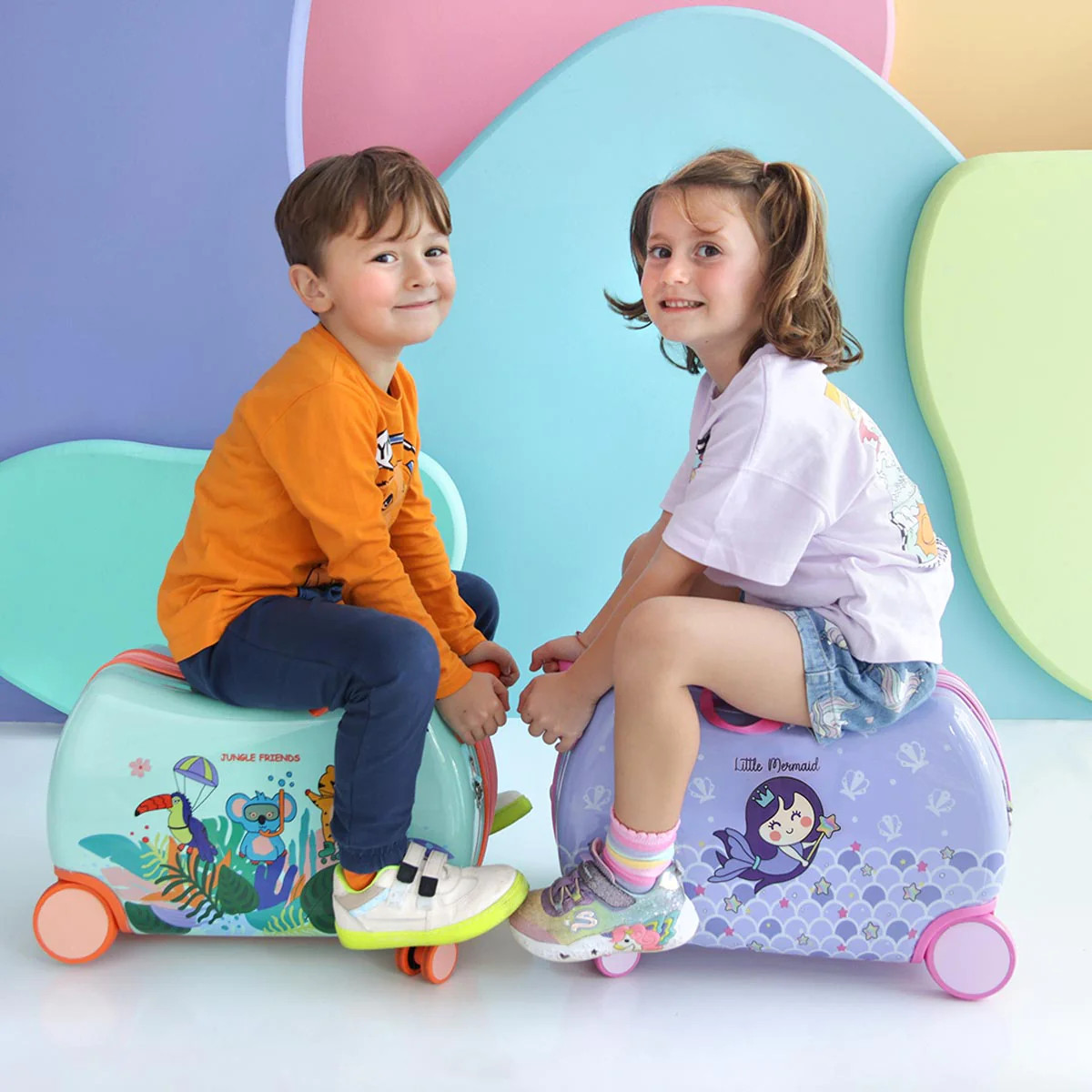 MILK&MOO Rideable Kids Suitcase Little Mermaid, Fun and Safe, Durable, Spacious