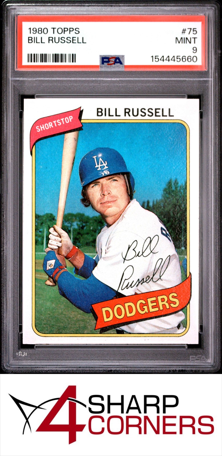 1980 TOPPS #75 BILL RUSSELL DODGERS PSA 9