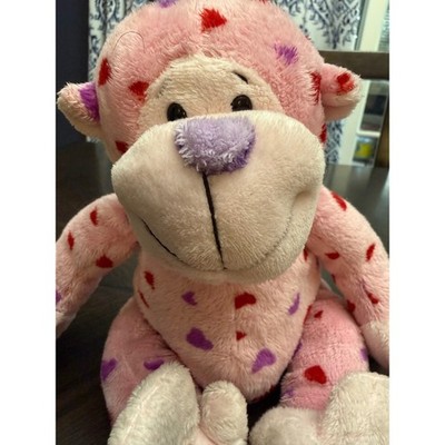 Ganz Webkinz Love Monkey Pink Heart Print Plush Stuffed Animal HS043 No Code