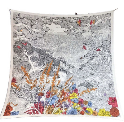 100% Silk Mulberry Scarf 88X88cm rainforest Print Shawl Square Bandanna Wrap new