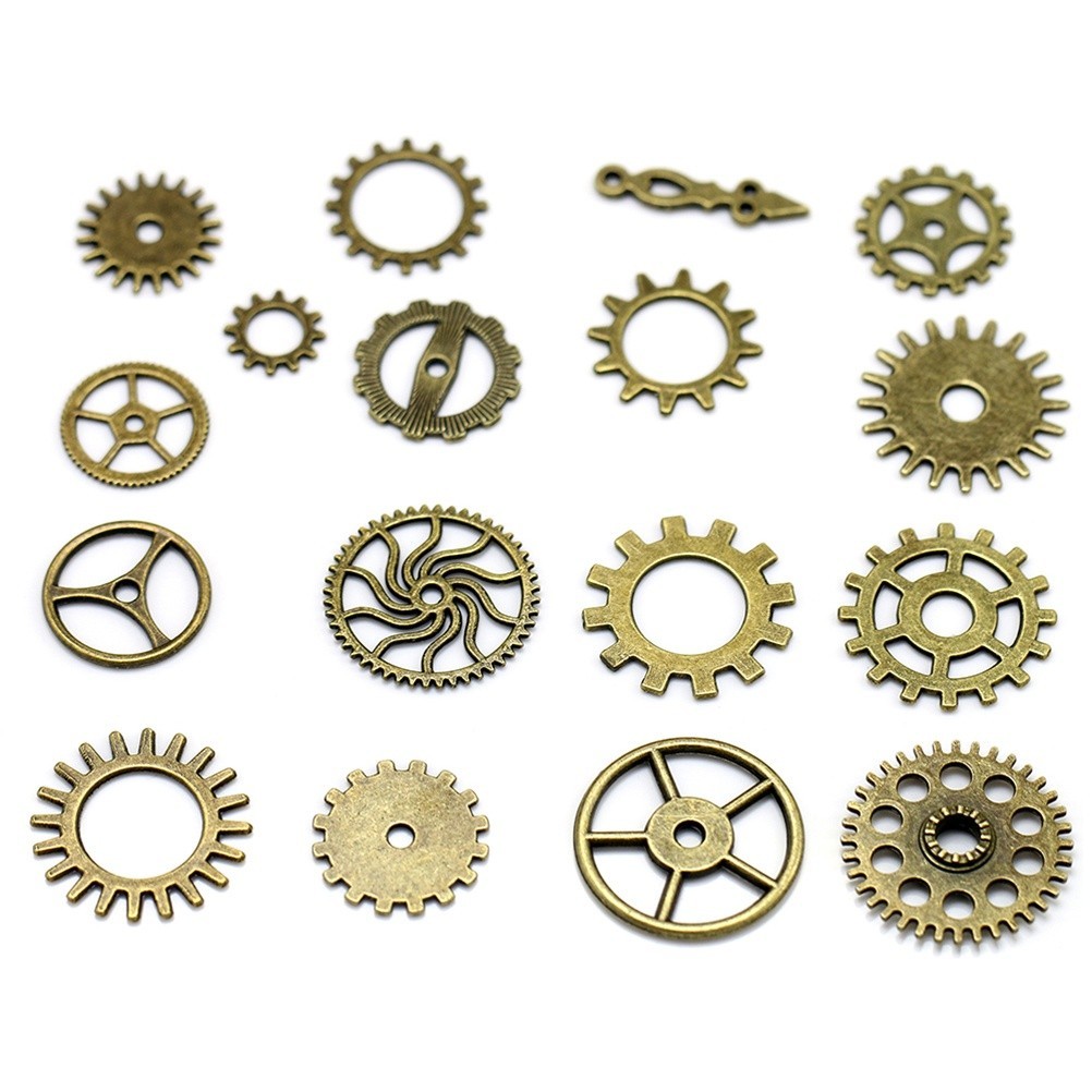 17 Pcs Vintage Style Alloy Gear Charms Pendant Clock Watch Wheel for Jewelry