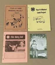 4 Vtg 4-H 4H Project Circular Bulletin Pamphlet LOT Rabbit Sheep Lamb Dairy Goat