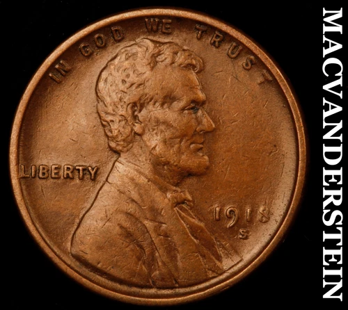 1918-S Lincoln Wheat Cent - Scarce  Extra Fine  Better Date  No Reserve  #i5100