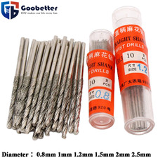 0.8mm - 2.5mm Diamond Coated Twist Drill Bit for Glass Jewelry Stone Jade Agate