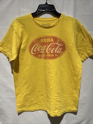 Y2K D-Lab Collection Men s Coca Cola Short Sleeve Shirt Sz M Yellow