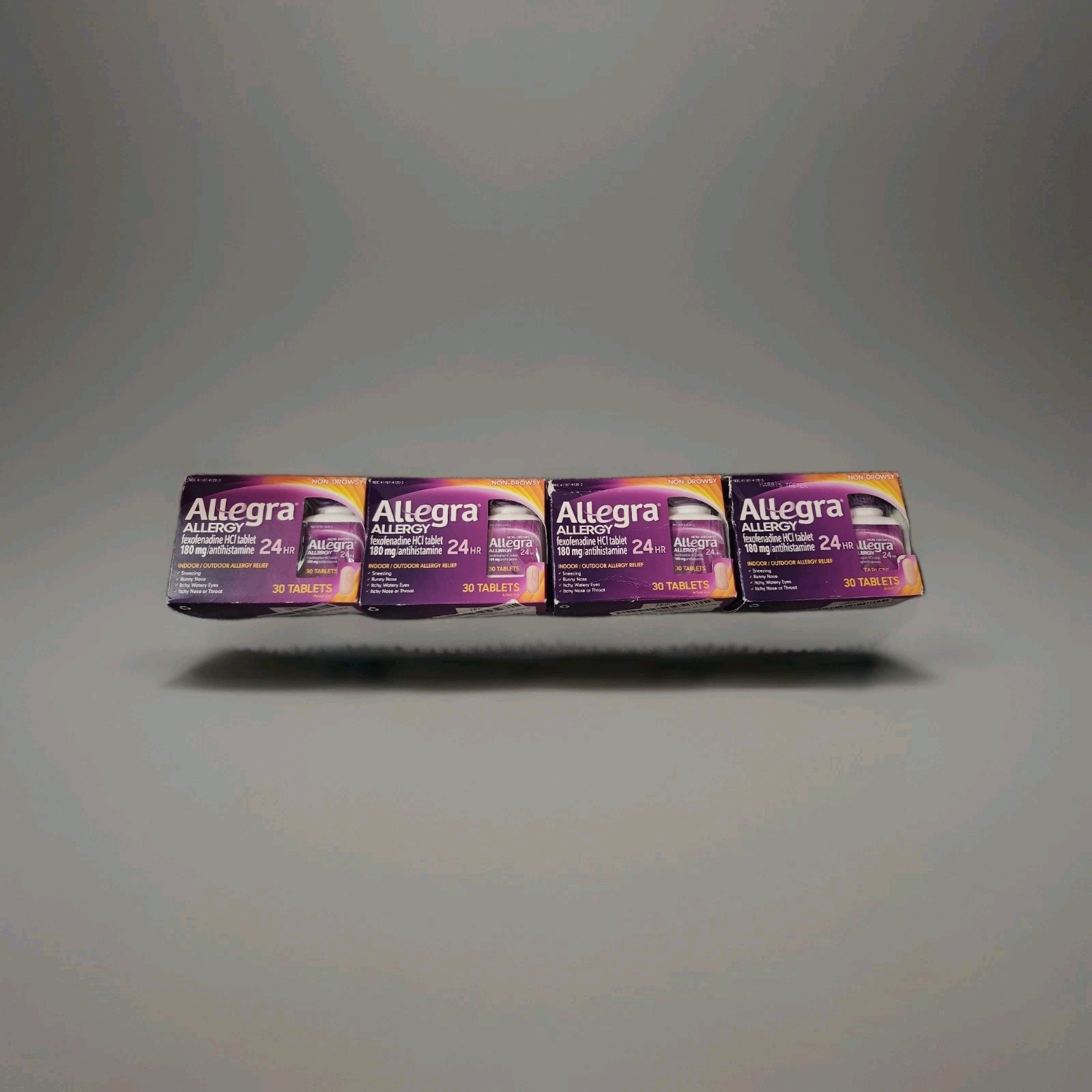 LOT Of 4 Allegra 24 Hour Allergy Relief Tablets - 30 Tablets Ea. 