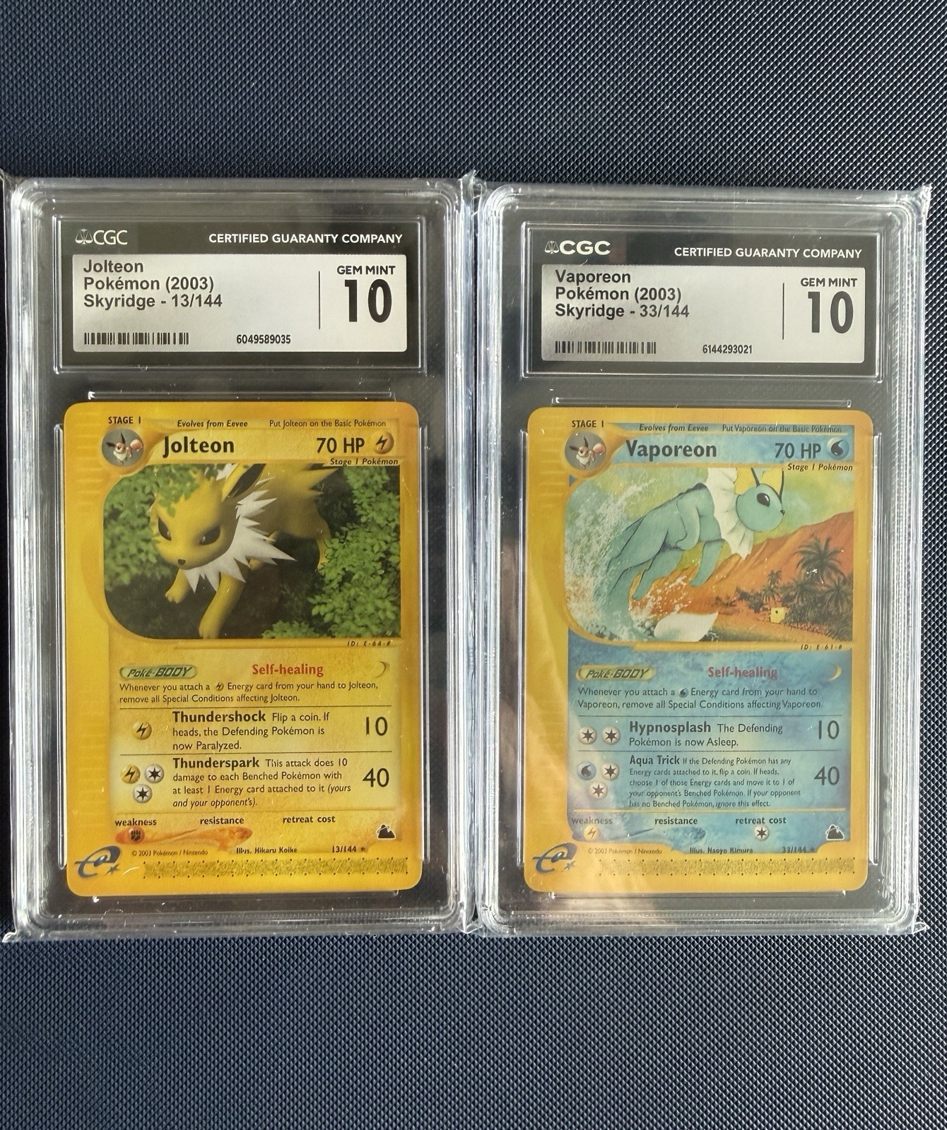 Pokemon Jolteon 13/144 & Vaporeon 33/144 Skyridge CGC 10 Lot