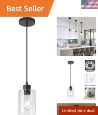 Contemporary Kitchen Island Pendant Light - Adjustable with Clear Glass Shade