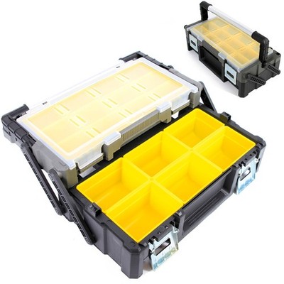 CASEMATIX Ammo Storage Box 2-Tier Organizer w/ Clear Lid & Removable Trays