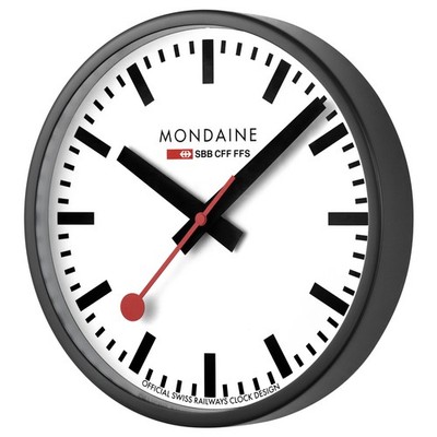 Mondaine Wall Clock Black, Diameter 25cm, A990.CLOCK.12SBB