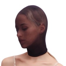Sheer Nylon Full Face Hood – Black Stretch Mesh Mask for Roleplay & Cosplay