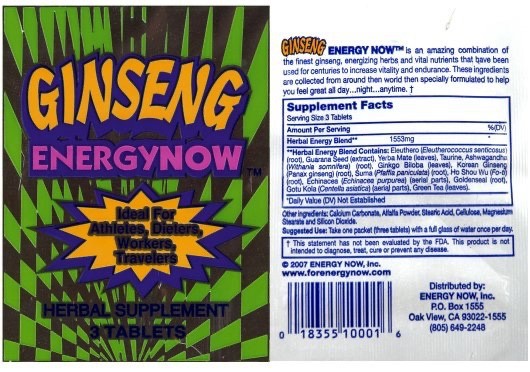 2 Energy Now Ginseng Herbal Supplements 48 Packs 3 Pills In Each Pack