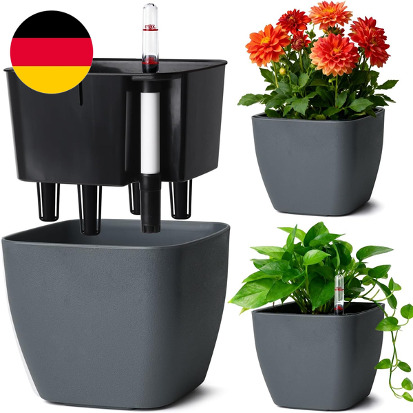 T4U 3Pcs 17,5Cm Eckig SelbstbewäSserungstopf Mit Wasserstandsanzeige, Praktische-image