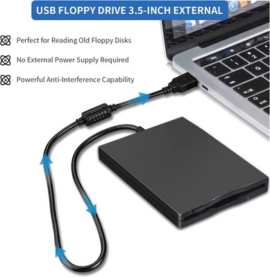3,5 Zoll Externes USB-Diskettenlaufwerk | FDD 1,44MB | Floppy Disketten-Laufwerk