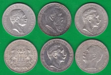 6 x 3 Mark 1910-1913, Lot Kaiserreich Silber, Top! ##12