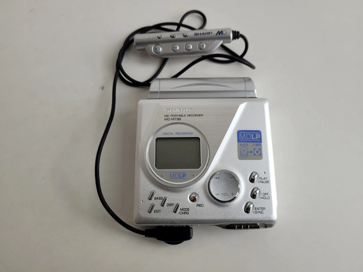 Lecteur/enregistreur MiniDisc Sharp MD Walkman MT877 Bleu - Pour Pièces Ou Réparation - HS