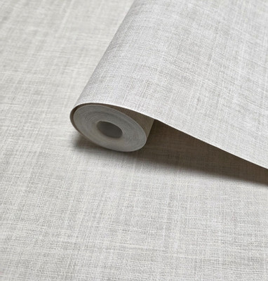 Eggshell beige off white faux linen textile woven fabric light texture wallpaper