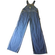 Liberty Mens Blue Denim Bib Overalls 34x32 Rigid Cotton Workwear 14006SW9