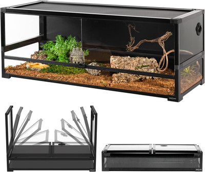 67 Gallon Large Glass Reptile Terrarium 48'' X 18'' X 18'', Easy Folding & Detachin