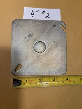 NEW LOT 2 Pc METAL 4" BLANK FLAT SQUARE ELECTRICAL BOX COVERS New Old Stock # 2