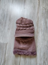 Winter Knit Balaclava Beanie Hat Purple Warm Cycling Ski Mask Fleece OS EUC