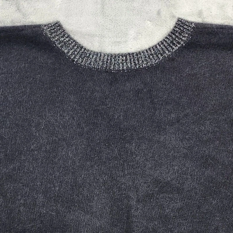 Винтажный женский свитер Renee Tener Jeanne Pierre L черный серебристый шерстяной ангорский трикотаж - Изображение 2 из 4