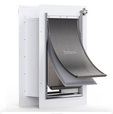 Baboni Pet Door for Wall,3-Flap,Steel Frame and Telescoping Tunnel, Aluminum Loc