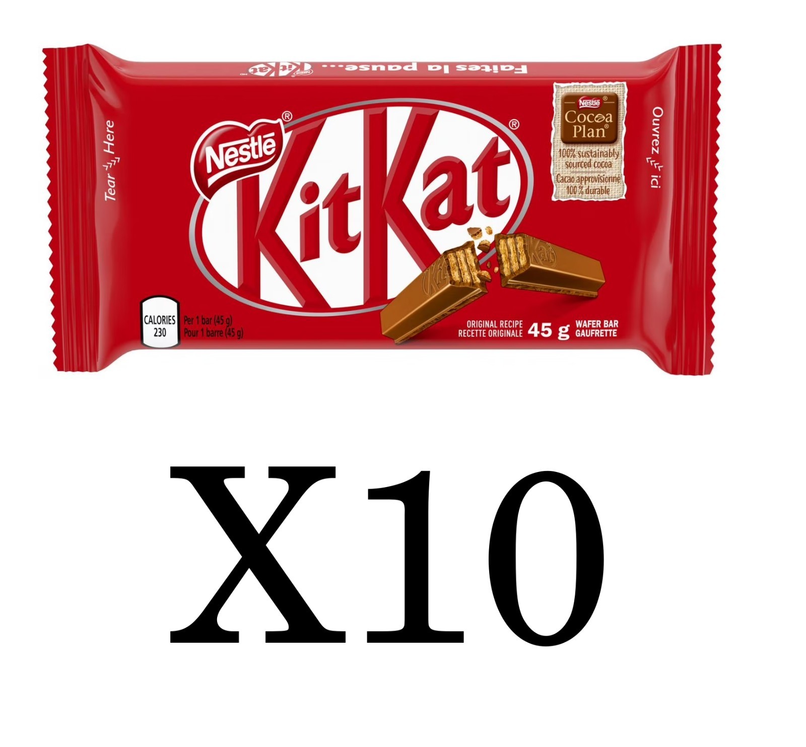 10X KITKAT Milk Chocolate Bar 45g Original Recipe