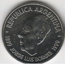 Argentina 2 pesos 1999 Jorge Luis Borges UNC (KM # 128)