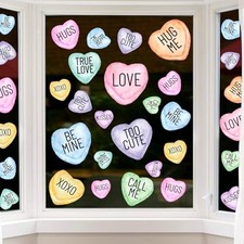 8 Sheets Valentines Window Clings Double-Sided Pink Purple Blue Multiple Color