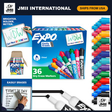 Assorted Dry Erase Markers, Low Odor Ink, Chisel Tip, 36 Count - Ideal for Class