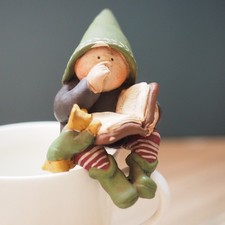 Annekabouke Gnome Bear & Me statuina in miniatura vintage ornamento da...