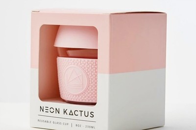 Neon Kactus Borosilikatglas Kaffeetasse 8oz-230ml Rosa BPA Frei.